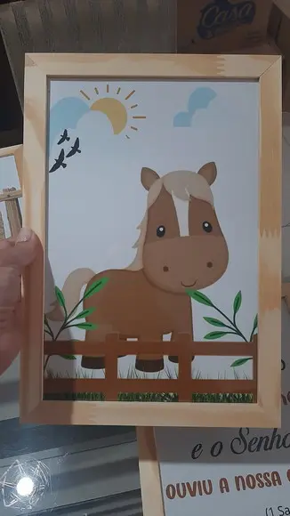 Quadro Infantil Decorativo Fazendinha com Nome 20x30 C/vidro