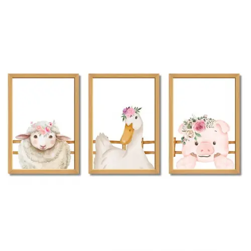 Quadro Infantil Fazendinha | Decoração Quarto Bebê Menina
