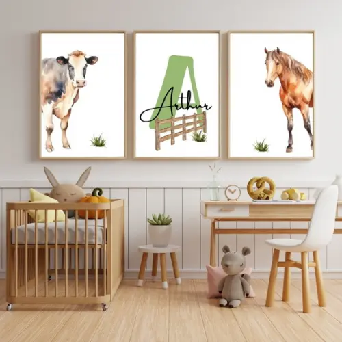 Quadro Infantil Fazendinha Personalizado Nome do Bebe 33x43