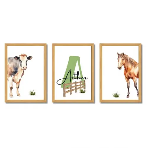 Quadro Infantil Fazendinha Personalizado Nome do Bebe 33x43