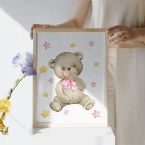 Quadro Infantil Feminino com Nome Personalizado | com Vidro