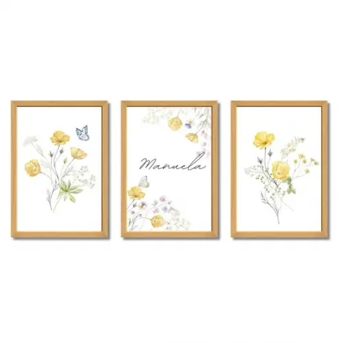 Quadro Infantil Feminino com Nome Personalizado Moldura