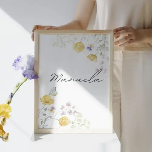Quadro Infantil Feminino com Nome Personalizado Moldura