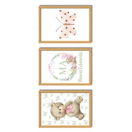 Quadro Infantil Feminino para Decoração de Quarto 23x33 cm