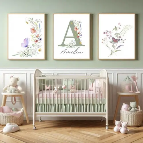 Quadro Infantil Feminino Personalizado com Moldura e Vidro