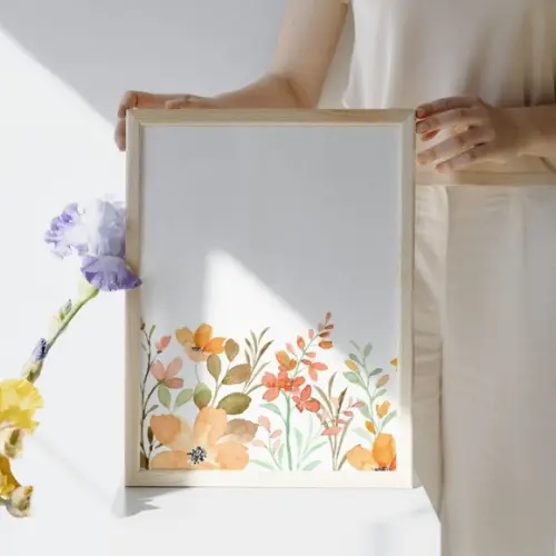 Quadro Infantil Floral Personalizado com Vidro 33x43 cm