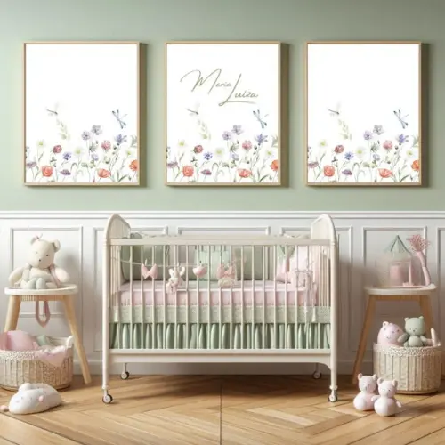 Quadro Infantil Menina Personalizado com Proteção em Vidro