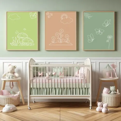 Quadro Infantil para Quarto de Bebê Menina Flores 33x43 cm
