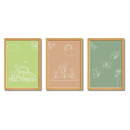 Quadro Infantil para Quarto de Bebê Menina Flores 33x43 cm