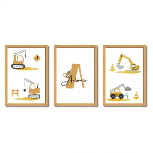 Quadro Infantil Personalizado Trator | Moldura e Vidro 23x33