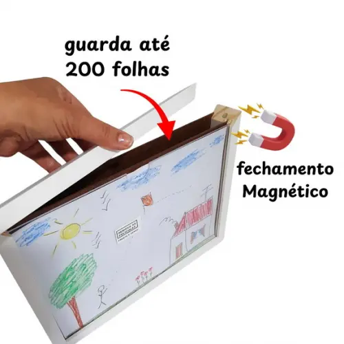 Quadro Infantil Porta Arte A4 Madeira Caixa Alta Proteção