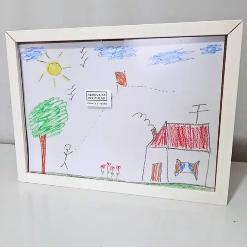 Quadro Infantil Porta Arte A4 Madeira Caixa Alta Proteção