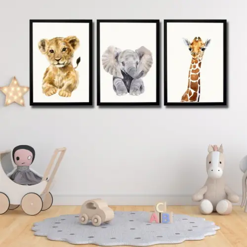 Quadro Infantil Safari Decoracao Quarto De Bebe 20x30 C/vido