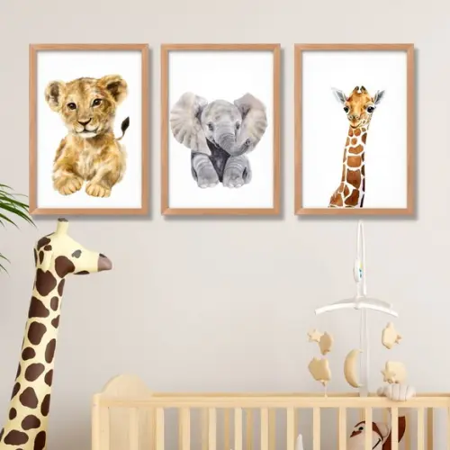Quadro Infantil Safari Decoracao Quarto De Bebe 20x30 C/vido
