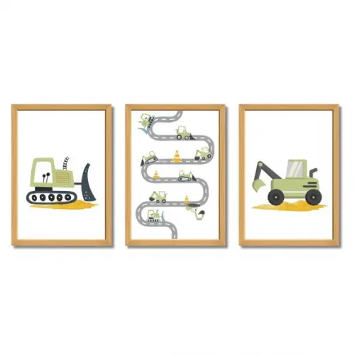 Quadro Infantil Tema Trator Verde| Moldura e Vidro 33x43 cm
