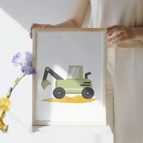 Quadro Infantil Tema Trator Verde| Moldura e Vidro 33x43 cm