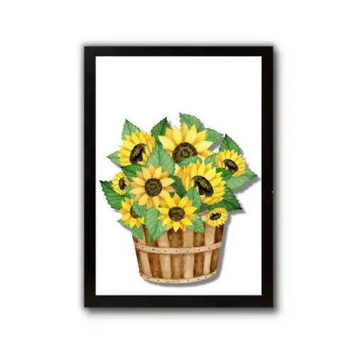 Quadro Lavanderia Cozinha Girassol Moldura/vidro 30x40cm