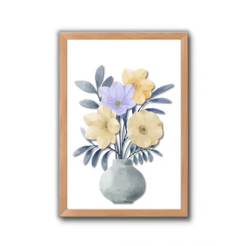 Quadro Lavanderia Cozinha Vaso de Flor Moldura/vidro 30x40
