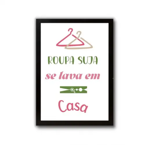 Quadro Lavanderia Decoração Moldura e Vidro Humor 30x40cm