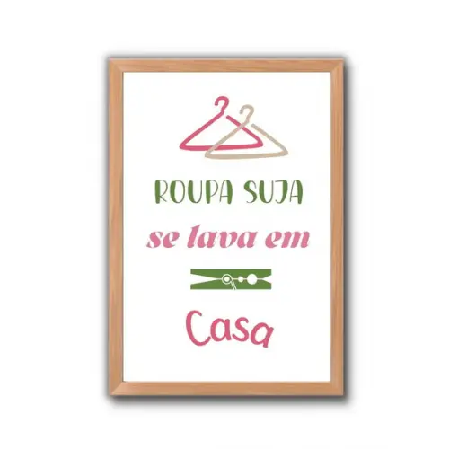 Quadro Lavanderia Decoração Moldura e Vidro Humor 30x40cm