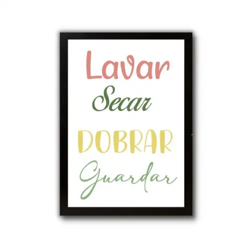 Quadro Lavanderia Decoração Moldura e Vidro Divertido 30x40