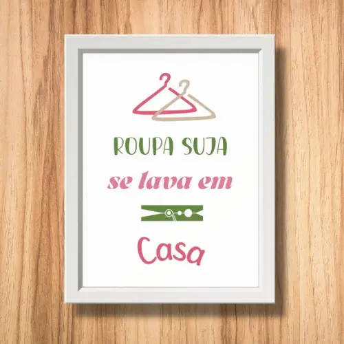 Quadro Lavanderia Decoração Moldura e Vidro Humor 30x40cm