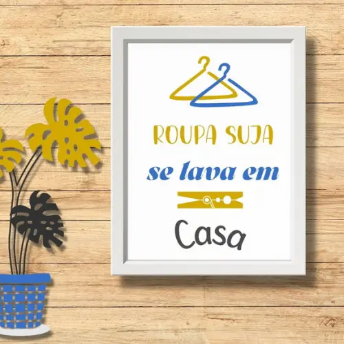 Quadro Lavanderia Decoração Moldura/vidro Frases Humor 30x40
