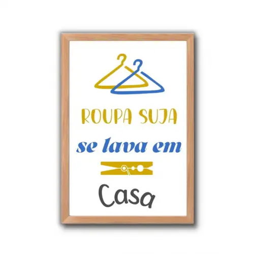 Quadro Lavanderia Decoração Moldura/vidro Frases Humor 30x40