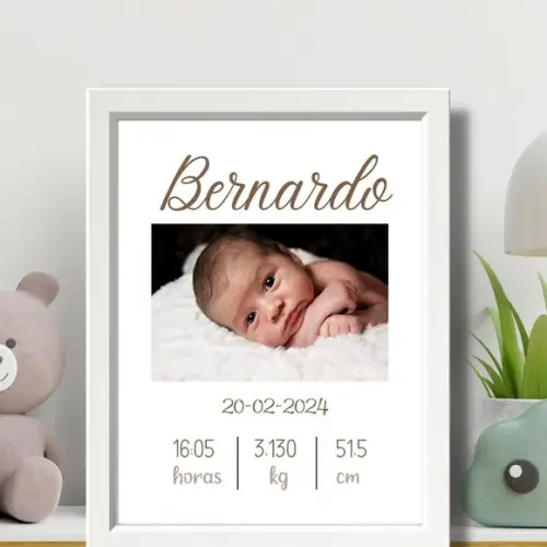 Quadro Nascimento Bebe Maternidade Azul Quarto Menino 33x43