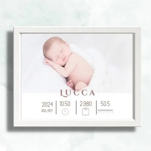 Quadro Nascimento Bebe Editar Quarto de Menino Moldura 33x43