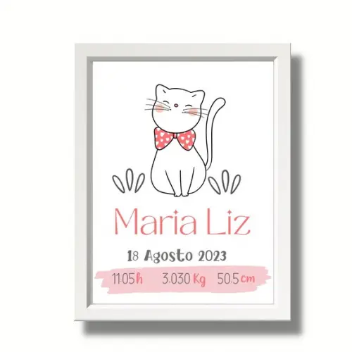 Quadro Nascimento Bebe Maternidade Quarto Menina Rosa 33x43