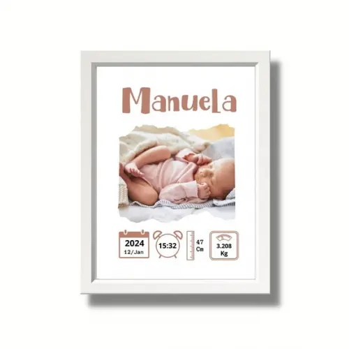 Quadro Nascimento do Bebe Editar Quarto de Menina 33x43 cm