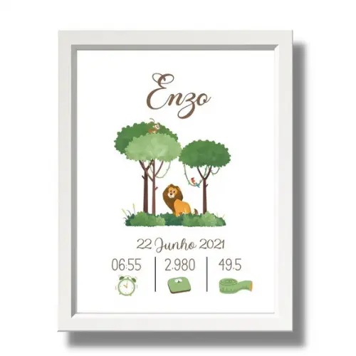 Quadro Nascimento do Bebe Editar Quarto Menino Moldura 33x43