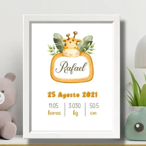 Quadro Nascimento do Bebe para Editar Menino Moldura 33x43cm