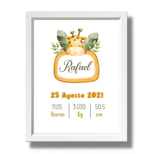 Quadro Nascimento do Bebe para Editar Menino Moldura 33x43cm