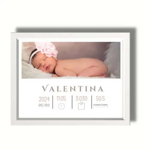 Quadro Nascimento Quarto de Menina Maternidade 33x43 cm