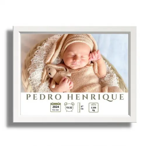Quadro Nascimento Quarto de Menino Maternidade 33x43 cm