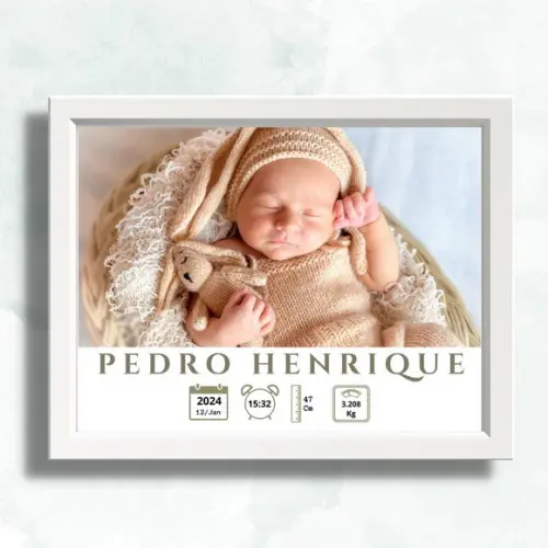 Quadro Nascimento Quarto de Menino Maternidade 33x43 cm