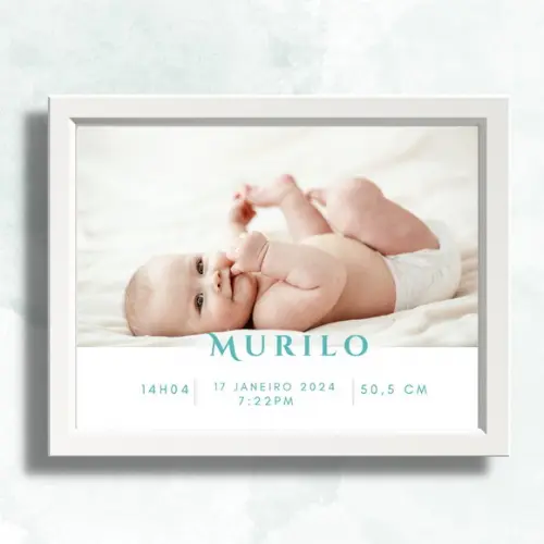 Quadro Nascimento Quarto do Bebe Maternidade Menino 33x43 cm