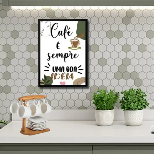 Quadro para Cafeteria Moldura com Vidro Frases 30x40cm