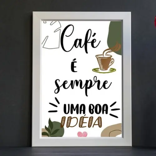 Quadro para Cafeteria Moldura com Vidro Frases 30x40cm