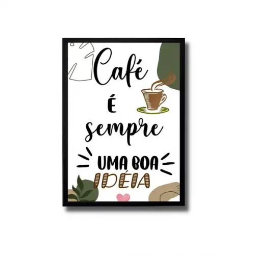 Quadro para Cafeteria Moldura com Vidro Frases 30x40cm