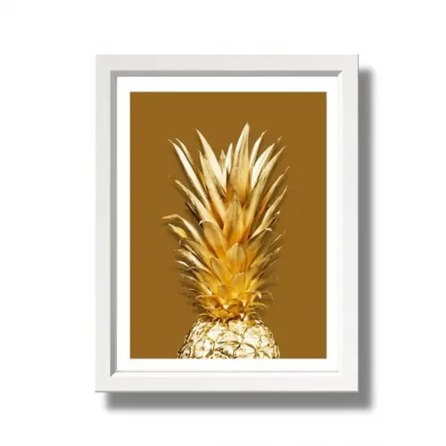 Quadro para Cozinha Fruta Abacaxi Fundo Marrom 30x40cm
