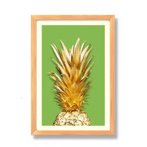 Quadro para Cozinha Fruta Abacaxi Fundo Verde 30x40 cm