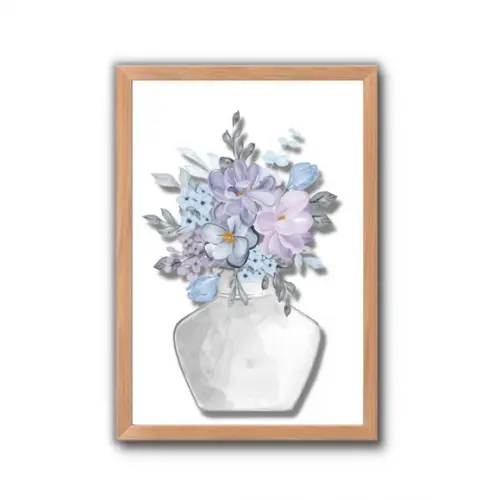 Quadro para Lavanderia Vaso de Flor Moldura e Vidro 30x40cm