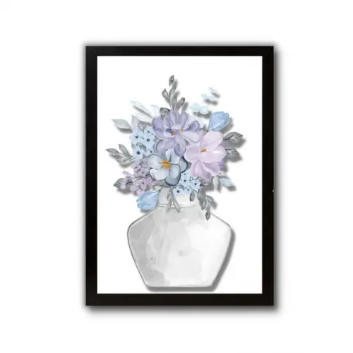 Quadro para Lavanderia Vaso de Flor Moldura e Vidro 30x40cm