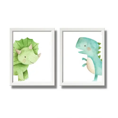 Quadro para Quarto de Bebe Decoração Dino 23x33 cm