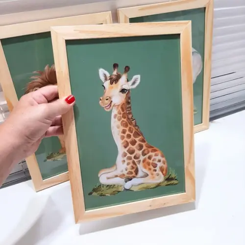 Quadro para Quarto de Criança Fundo Verde Safari 23x33 cm