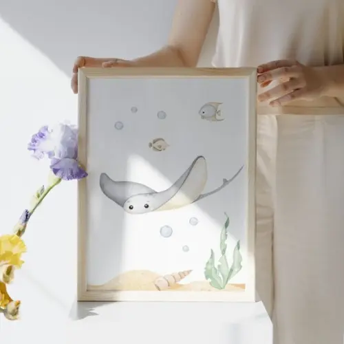 Quadro para Quarto Infantil | Fundo do Mar Versículo Bíblico