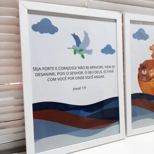 Quadro para Quarto de Menino Tema Arca de Noé Bíblicos 33x43